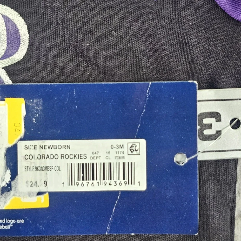 Colorado Rockies Shirt Bodysuit Boys 0-3M Purple MLB Genuine Merchandise 3 Piece